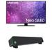 Samsung QN75QN90CAFXZA 75 Inch Neo QLED Smart TV with 4K Upscaling with a Mackie CR-STEALTHBAR Desktop Soundbar with Bluetooth (2023)