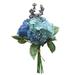 1PC Simulation Rose Hydrangea Bouquet Silk Cloth Rose Hydrangea Flower Imitation Rose Hydrangea Flower Artificial Wedding Decorative Flowers Lifelike Rose Bouquet Odin Blue