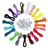 20Pcs Multicolor 3mm Faux Leather Cord Suede Lace with 100pcs Silver Cord Ends for DIY Bracelets Necklace Making Cord String Rope(Random Color)