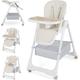 INFANS Baby High Chair, Foldable Highchair w/ 8 Heights, 4 Recline Positions, Adjustable Footrest, Removable Double Tray, Storage Basket, Portable High Chairs for Babies & Toddlers with Wheels (Beige)