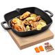 OVERMONT Grillpfanne Gusseisen mit Griff - Gusseisenpfanne quadratisch 26CM - Voreingebrannte Steakpfannen Bratpfanne - Cast Iron Pan für Gasgrill Backofen Kohlegrill