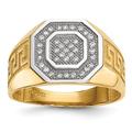 14ctw/ Rhodium Mens Micro Pave CZ Cubic Zirconia Simulated Diamond Octagon and Greek Key Ring Jewelry Gifts for Men