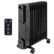 MeOkey Oil Filled Radiator 2500W, 11 Fin Electric Portable Space Heater with Digital Thermostat & Remote Control,24 Hour Timer,3 Heat Settings,Safety Cut-off,Ideal for Home,Garage & Office Use - Black