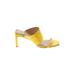 Louise Et Cie Mule/Clog: Slip-on Stilleto Cocktail Party Yellow Print Shoes - Women's Size 7 - Open Toe