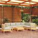 Latitude Run® Laureli Solid Pinewood 8 Piece Sectional Seating Group w/ Cushions Wood in Brown | Outdoor Furniture | Wayfair