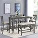 Rosalind Wheeler Boud Rectangular 60.01" L x 29.51" W Dining Set Wood/Upholstered in Gray | 36.01 H x 29.51 W x 60.01 D in | Wayfair