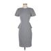 Elie Tahari Cocktail Dress - Sheath Crew Neck Short sleeves: Gray Print Dresses - Women's Size 2