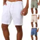 Nouveau Coton Lin Hommes Shorts 2021 D'été Solide document À Lacets dehors Shorts Hommes Casual