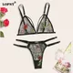 Lopnt-Ensemble de lingerie sexy en gaze pour femme soutien-gorge bandage broderie florale