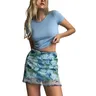 Mini jupe d'été en maille pour femme vêtement féminin féminin avec impression de peinture à
