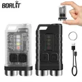 BORUiT V3 Mini Flashlight Keychain EDC Powerful Light Type-C Rechargeable Torch With Magnet UV Lamp