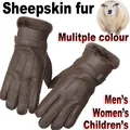 Fur integrated gloves for men and women style natural sheepskin thick winter warm real fur skiing