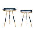 Home ESPRIT 2er Set Tische Blau Gold Eisen 41 x 41 x 51 cm