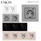 UNKAS White Type-C EU Socket Black 16A USB Port Gray 258mm 344mm Grey Glass Panel Gold Outlet