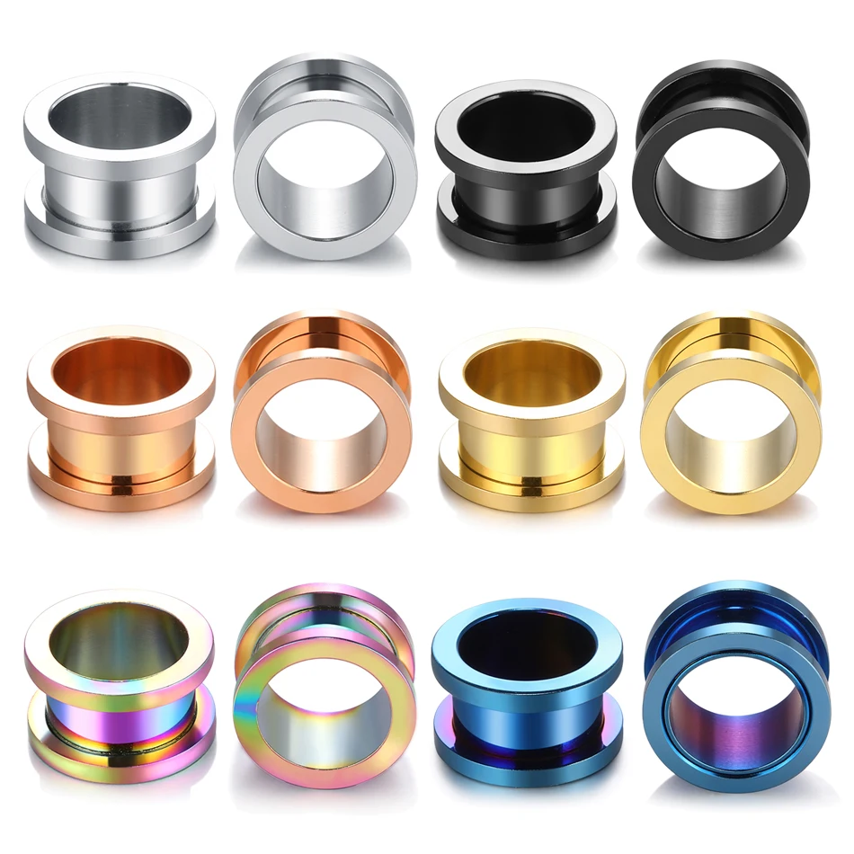 2 Teile/los Chirurgenstahl Ohrstöpsel und Tunnel für Ohrdehner Schraube Zurück Ohr Dilatationen Expander Ohrringe Sexy Körperschmuck Image