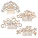 Frcolor 4PCS Bridal Crystal Rhinestone Hairpin Combs Pearls Hair Hair Clips Women Wedding Headpiece for Bride Bridesmaids (Rose Gold)