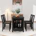 Counter Height 5-piece Dining Table Set with Faux Marble Tabletop, Solid Wood Table Set with Storage Cabinet and Drawer