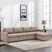 4 Seat Straight Row Sectional Sofa with Ottoman Chaise, Module Leisure Couch Convertible Sleeper Sofa for Living Room, Brown