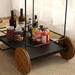 2 Layer Oak Small Dining Car with Disassembly Storage Plate Bar Cart Serving Cart for Home with 2 Wheel Drink Cart Storage Cart