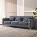 American Deep Seats Sofa Velvet Straight Row Sectional Sofa w/ Grey Pillows & Square Arms, Recliner Couch for Living Room