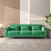 American Deep Seats Sofa Velvet Straight Row Sectional Sofa w/ Pillows & Square Arms, Green Recliner Couch for Living Room