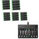 HiQuick Pre-Charged 2800mAh AA Rechargeable Batteries (20 Pack) and 8-Bay Fast Charging AA Battery Charger for NIMH NiCd