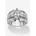 Women's 7.87 Tcw Marquise-Cut Cubic Zirconia Platinum-Plated Engagement Anniversary Ring by PalmBeach Jewelry in Silver (Size 10)