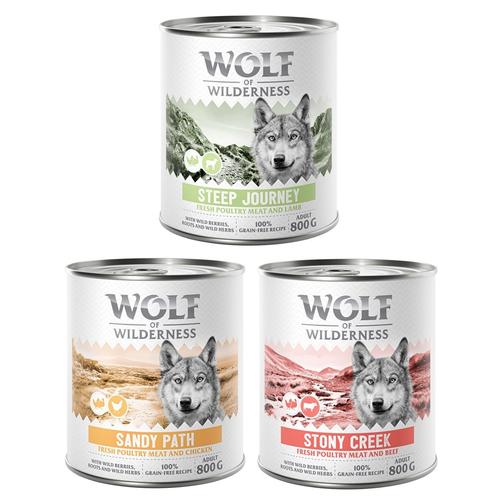 6x800g Mixpaket Wolf of Wilderness getreidefreies Hundefutter nass