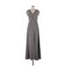 Monique Lhuillier Bridesmaid Cocktail Dress - A-Line Plunge Short sleeves: Gray Print Dresses - Women's Size 6 Tall