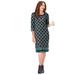 Plus Size Women's Embellished Shift Dress by Catherines in Black Trellis Border (Size 1XWP)