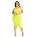 Plus Size Women's Ruched One Shoulder Dress by ELOQUII in Acid Lime (Size 20)