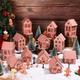 Sawysine 24 Pcs Christmas Village Kit DIY Gingerbread House Wood Village Houses Xmas Scene Figurines Decoration Mini Tree Candle LED Light Ornament for Winter Holiday Party (Gingerbread House), Brown