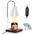 Candle Warmer Lamp, PDGROW Vintage Electric Candle Lamp with Timer, Adjustable Height and Brightness Candle Warmer Lantern, Candle Melter for Scented Wax Melts, Wax Melt, with 2 * 50W Bulbs (White)