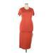 Capella Apparel Casual Dress - Midi Crew Neck Short sleeves: Orange Print Dresses - Women's Size 3X