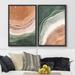 IDEA4WALL Green & Brown Watercolor Color Waves Abstract Shapes Modern Chic On Canvas 2 Pieces Print Canvas in White | 36 H x 48 W x 1.5 D in | Wayfair