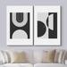 IDEA4WALL Mid Century Modern Boho Black & White Semi Circle Arches Abstract Shapes Minimalist On Canvas 2 Pieces Print | Wayfair