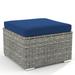 Winston Porter Mercile Outdoor Ottoman w/ Cushion Wicker/Rattan in Blue | 16.14 H x 22.05 W x 22.05 D in | Wayfair D54C9F67171144169E0F0E24CC37A3C6