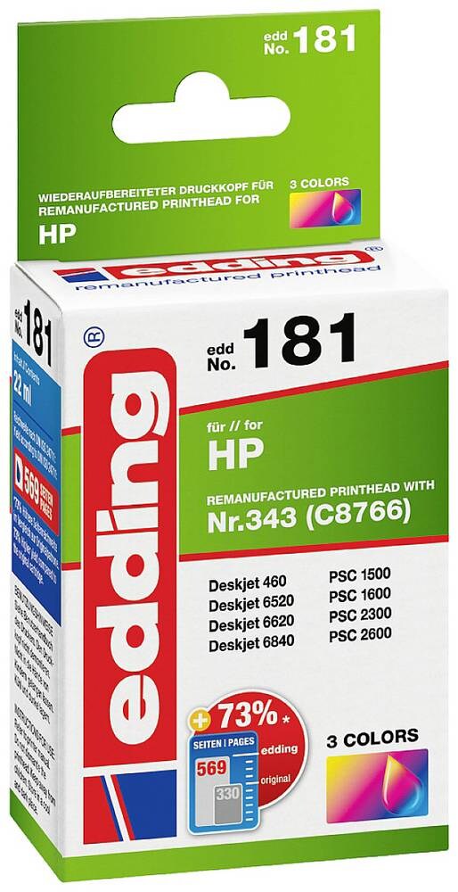 Edding Druckerpatrone 181 HP 343 farbig, Ersetzt: HP C8766, No.343 Image