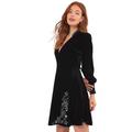 Joe Browns Damen Boutique Star Embellished Wrap Front Velvet Mini Dress Kleid für besondere Anlässe, Black, 38