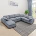 Wedge Sectional Sofa Sets Modern Modular Arm Chair Couch, Ottoman Chaise Lounge Sofa Linen Recliner Settee for Living Room