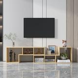 41 inch L-Shape Oak TV Stand Display Shelf Gaming Room Bookcase Home Furniture TV Cabinet Open Shelves, for Living Room Bedroom