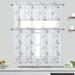 Sheer Kitchen Tier Curtains, Floral Embroidered Semi Sheer Short Curtain