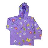 Childrens Lavender Flower Rain Coat - Size 8