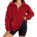 FAIWAD Fleece Plus Size Zip Sweatshirt for Women Casual Solid Color Half Zip Lapel Long Sleeve Pullover Sweatshirt