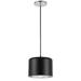 1 Light Incandescent Pendant Polished Chrome with Matte Black & Silver Shade