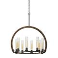 8 Bulb Chandelier with Arched Wooden & Metal Frame Brown & Bronze