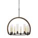 8 Bulb Chandelier with Arched Wooden & Metal Frame Brown & Bronze