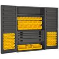 14 Gauge 12 Door Shelves Lockable Cabinet with 69 Yellow Hook on Bins & 1 Adjustable Shelf & 4 Drawers - Gray - 48 x 24 x 72 in.