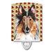 Collie Fall Leaves Ceramic Night Light