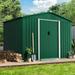 SUNCROWN Outdoor Garden Storage Shed 8X6 FT Yard Storage Tool with Sliding Door for Lawn Equipment Garden Backyard Green